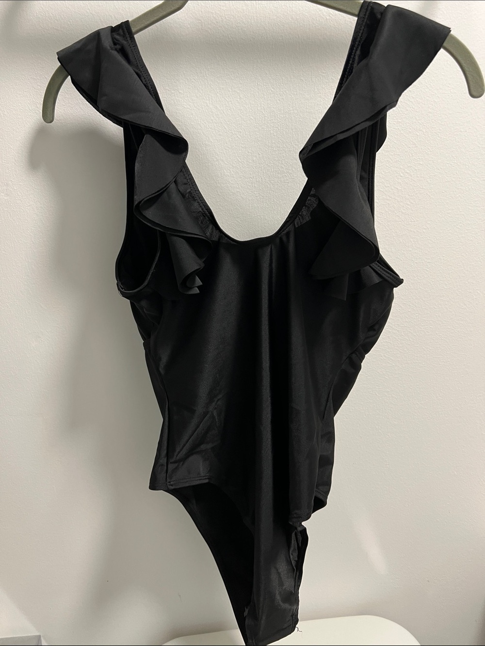 NWT LUXURY BLACK One-Piece Swimsuit Ruffle-Shoulder by Bottoms Up Bikinis S - Picture 4 of 8